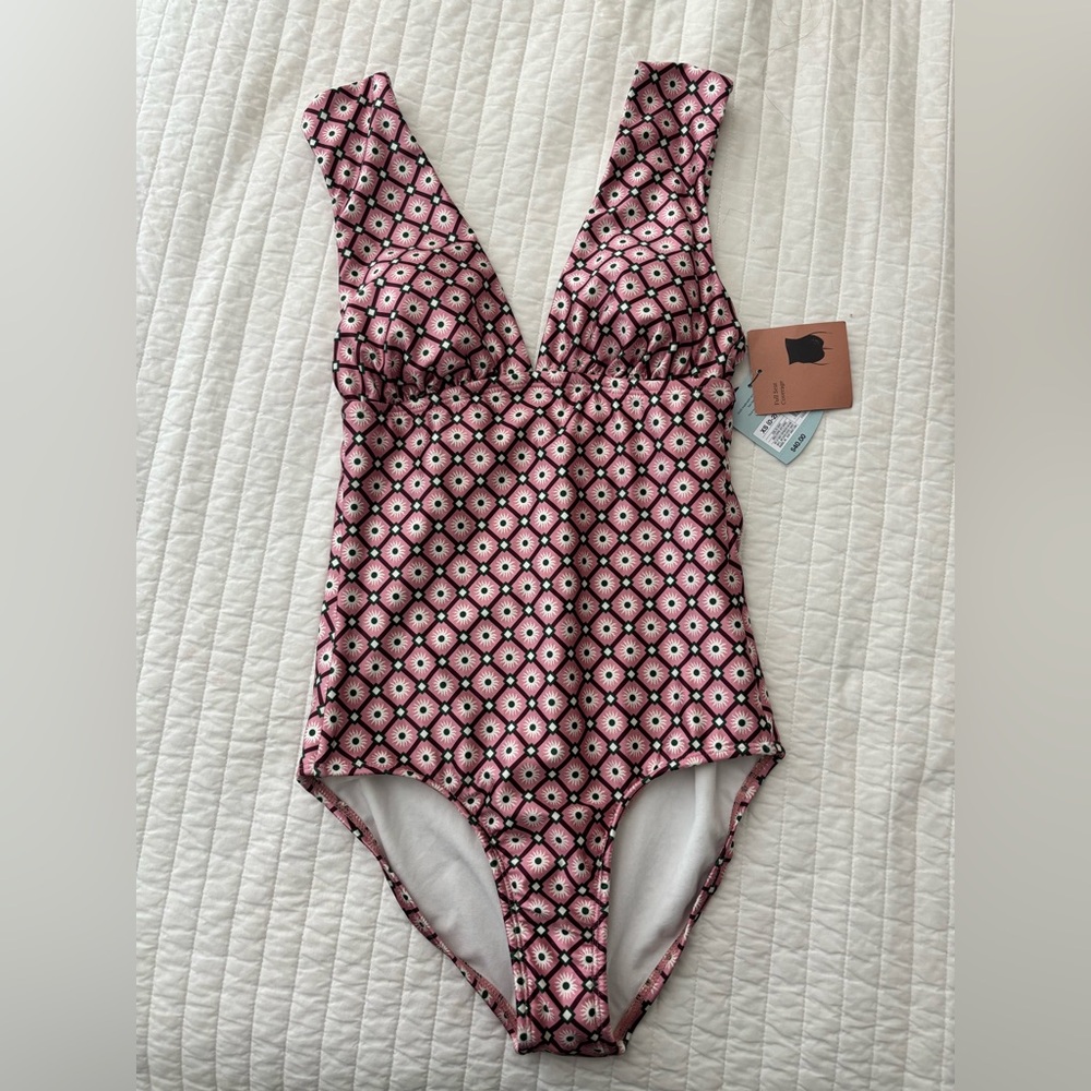 Shade & Shore Pink Geometric One-Piece Swimsuit